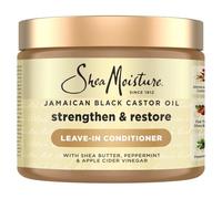 SheaMoisture Acondicionador Leave In Strengthen & Restore, Cabello Tratado y Dañado, Fortalece e Hidrata, Acción Anti Rotura, Aceite de Ricino Negro Jamaicano y Manteca de Karité, 431 ml