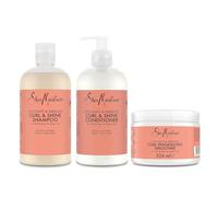 SheaMoisture Champú, Acondicionador y Crema Modeladora para cabello grueso y rizado con Coco e Hibisco pack para el cuidado del cabello 2x 384 ml, 1x 326 ml - 3 productos