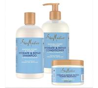SheaMoisture Champú, Acondicionador y Tratamiento con Proteínas para cabello extremadamente seco y quebradizo con Miel de Manuka y Yogur pack el para cuidado del cabello 2x 384 ml, 1x 355 ml