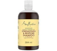 SheaMoisture Champú Strengthen & Restore, Cabello Tratado y Dañado, Fortalece y Repara, Hidratación Intensa, Aceite de Ricino Negro Jamaicano y Manteca de Karité, 384 ml