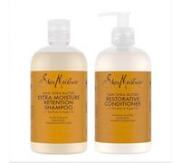 SheaMoisture Champú y Acondicionador para cabello dañado con Manteca de Karité Pura pack para el cuidado del cabello 2x 384 ml - 2 productos