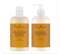 SheaMoisture Champú y Acondicionador para cabello dañado con Manteca de Karité Pura pack para el cuidado del cabello 2x 384 ml - 2 productos
