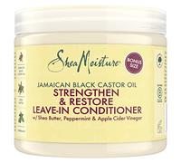 SheaMoisture con Aceite de Ricino Negro de Jamaica Acondicionador sin Enjuague Fortalece y Repara, para cabello rizado, tratado químicamente o peinado con calor 431 ml