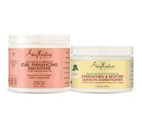 Sheamoisture Curly Hair Care Bundle - Coconut & Hibiscus curl mejorando batidos y jamaicano ricino negro fortalecer y restaurar el acondicionador de