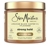 SheaMoisture - Gel de peinado de fijación fuerte para cabello natural, procesamiento químico o peinado con calor, aceite de ricino negro jamaicano y gel antiencrespamiento sin parabenos de linaza, 15