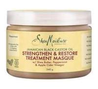 SheaMoisture Mascarilla Strengthen & Restore, Cabello Tratado y Debilitado, Fortalece y Repara, Hidratación Intensa, Aceite de Ricino Negro Jamaicano y Manteca de Karité, 355 ml