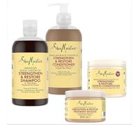 SheaMoisture Set sin Aclarado para cabello natural o tratado con Aceite de Ricino Negro de Jamaica pack de cuidado capilar 2x 384 ml, 1x 355 ml, 1x 431 ml