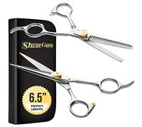 ShearGuru ShearGuru - Juego de corte de pelo de tijera profesional para peluquería/salón - 6.5 "- Maquinilla de afeitar de borde recto Tijera afilada + Tijeras de adelgazamiento texturizadoras