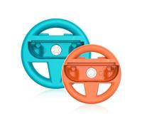 SHEAWA Racing Steering Wheel for Switch2 JoyCon - Grip Controller Set with Parent-Child Size, Switch Racing Controller Grip Accessories for Mario Kart 8 (Orange-Blue)