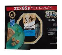 SHEBA Classics Bandejas Sabor Pescado 32x85g + ¡Sorpresa para el Gato GRATIS!