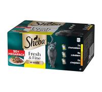 Sheba Comida húmeda para gatos, fresca y fina, bolsas de aves de corral en salsa, paquete de 50 x 50 g
