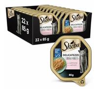 Sheba Delicatezze Comida Húmeda para Gatos con Salmón en Gelatina, 85g, Pack de 22 Tarrinas