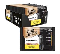 Sheba Delicatezze Comida Húmeda para Gatos, Selección de Aves en Gelatina, Pescado, Multipack (13 cajas x 4 sobres x 85 g)