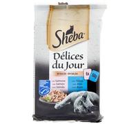 Sheba Délice Du Jour - Alimentos húmedos para Gatos con salmón y atún en Salsa, Paquete de 6 bolsitas x 50 g