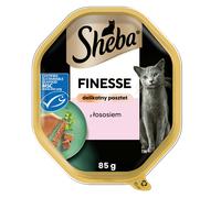 SHEBA Finesse bandeja 85 g - comida húmeda completa para gatos adultos, con salmón, en paté