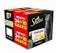 Sheba Finesse Paté Suave para Gatos, Sabor Salmón y Pollo, Megapack 44 x 85g