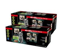 SHEBA Kitten sabor paquete 80x85 g - comida húmeda completa para gatitos en salsa (cortes con: salmón, pollo)