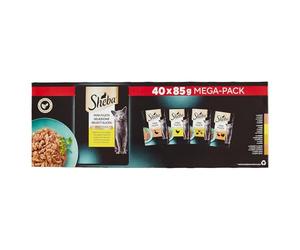 Sheba Mini filetes - Bolsas de frescura en Salsa, selección de Aves de Corral para Gatos Adultos - 40 x 85 g