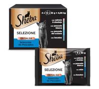 Sheba Mini Filets en sauce pour chat adulte - Nourriture humide pour chats - sélection aux poissons - Sachets fraîcheur 48 x 85g