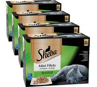 Sheba Mini Filets en Sauce pour Chat Adulte - Nourriture Humide pour Chats - Sélection Terre & Mer - Sachets Fraîcheur 48 x 85g