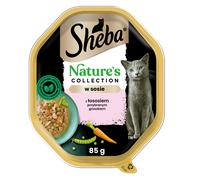 SHEBA Nature’s Collection, bandeja de 44x85 g: comida húmeda completa para gatos adultos, trozos de salmón con guisantes, en salsa