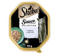 SHEBA Sauce Collection bandeja 85g - comida húmeda completa para gatos adultos, cortes con ternera, en salsa