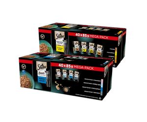 SHEBA Sauce Collection Sabores a Pescado sobres 80x85g - alimento húmedo completo para gatos adultos, en salsa