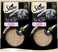 SHEBA Soup Adult - Bolsas de Comida húmeda para Gatos con salmón (10 x 4 x 40 g, 40 Unidades)