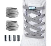 Shecret 2 Pares Cordones Elásticos Sin Nudo, Planos Con Cápsula de Metal, Universales Ajustables Para Zapatillas de Niños y Adultos, Gris Claro
