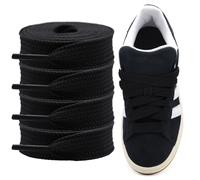 Shecret Cordones Gruesos para Adidas Campus 00s, Pack de 2 Pares, Cordones Planos Anchos de 15mm, Cordones de Reemplazo para Zapatillas - Negro