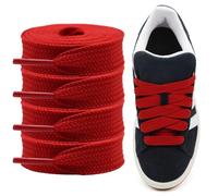 Shecret Cordones Gruesos para Adidas Campus 00s, Pack de 2 Pares, Cordones Planos Anchos de 15mm, Cordones de Reemplazo para Zapatillas - Rojo