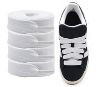 Shecret Cordones Gruesos para Adidas Campus 00s, Pack de 2 Pares, Cordones Planos Anchos de 15mm, Cordones de Reemplazo para Zapatillas - Blanco