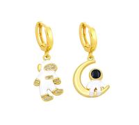 (SHED155-1)Copper The Moon & Astronaut Pendant Earrings For Women Travel Into Spa