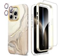 SHEDEER Funda para iPhone 16 Pro, con Parachoques & Glitter Protector Cámara & Protector Pantalla, Funda para iPhone 16 Pro, Aesthetic, Brillante, 360 Antigolpes, Resistente Arañazos, Blanco Elegante