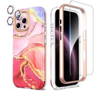 SHEDEER Funda para iPhone 16 Pro MAX con Protector Pantalla & Parachoques + Protector Cámara, TPU Antigolpes Protección de 360 Grados, Resistente a la Decoloración Fundas para 16 Pro MAX, Rosa