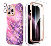 SHEDEER Funda para iPhone 16 Pro MAX con Protector Pantalla & Parachoques + Protector Cámara, TPU Antigolpes Protección de 360 Grados, Resistente a la Decoloración Fundas para 16 Pro MAX, Morado