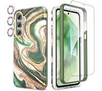 SHEDEER Funda para Samsung A55 5G con Protector Pantalla & Parachoques + Protector Cámara, TPU Antigolpes Protección de 360 Grados, Funda Galaxy A55 Resistente a la Decoloración Funda A55 5G, Verde