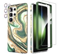 SHEDEER Funda para Samsung S25 Ultra con Protector Pantalla & Parachoques + Protector Cámara, TPU Antigolpes Protección de 360 Grados, Resistente a la Decoloración Funda Galaxy S25 Ultra, Verde