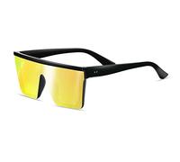 SHEEN KELLY Gafas de sol polarizadas con escudo superior plano Vintage cuadradas de gran tamaño hombres mujeres sin montura gafas de acetato