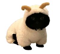 Sheep Dog Costume, Plush Lamb Shape Pet Hoodie with 3D Horn Design, Cute | Pet Clothing for Seasonal Dress Up and Warmth, Suitable for Dogs and Cats, Ideal for Home, Walking, Commuting, Parties