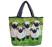 Sheep Heaven - Bolso acolchado con compartimento y patchwork bohemio, verde, 480.00x260.00x220.00mm
