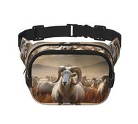Sheep in the Grasslands Fitness - Bolsa de hombro de viaje moderna e informal, riñonera cuadrada de doble capa, color negro, talla única, Negro, One Size