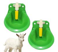 Sheep Water Feeder, 2X Automatic Waterer Bowl, Gran capacidad 600 ml dispensador, fuente de alimentación con válvula, equipo pesado, 10 x 6 in, Green 2 Pack, for Barn Farm