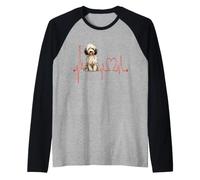 Sheepadoodle Dog Heartbeat ECG Mis Perros Son mis Cardio Camiseta Manga Raglan