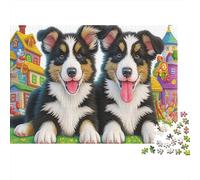 Sheepdog Adult Jigsaw Puzzles Two Dogs with Tongues out for The Whole Family Women, Gifts for Men 52x38cm/1000pcs