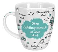 Sheepworld 46508 Tasse Ohne Lieblingsmensch ist Alles Doof, Wolke, 45 cl, Blau, Geschenk Taza, Porcelana, Azul