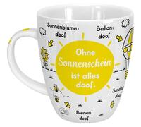 Sheepworld 46509 Tasse Ohne Sonnenschein ist Alles Doof, Sonne, Porzellan, 45 cl, Gelb, Geschenk Freundschaft Taza, Porcelana, Amarillo