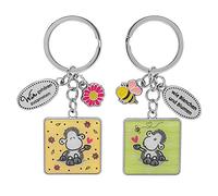 Sheepworld 47011 Schlüsselanhänger für zwei, Biene, Anhänger mit Charms Llavero, Aleación de Zinc, Hierro, Metal, Multicolor, Länge 8,3 cm