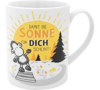 Sheepworld 47548 - Taza grande de porcelana, diseño de sol, 60 cl, color amarillo