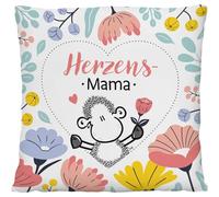 Sheepworld Cojín con diseño de Momia de Corazones, poliéster, 25 cm x 25 cm, Reversible, con Lazo, Regalo para mamá, día de la Madre, cumpleaños | 73902